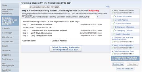 Skyward Registration 1 